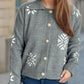 Pearl Trim Collared Neck Long Sleeve Cardigan