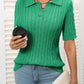 Mandy Cable Knit Johnny Collar Half Sleeve Sweater