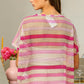 BiBi Striped Openwork Short Sleeve Knit Cover Up - Brand BiBi