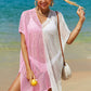 Double Take Openwork Contrast Slit Knit Cover Up