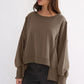 Exposed Seam High-Low Long Sleeve Sweatshirt