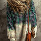 Contrast Plaid Button Up Long Sleeve Shacket