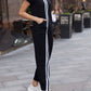 Striped Short Sleeve Hooded Jumpsuit