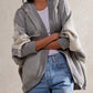 Exposed Seam Open Front Batwing Sleeve Hooded Cardigan