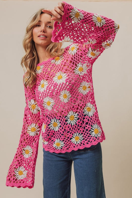 BiBi Floral Crochet Net Lace Cover Up - Brand BiBi