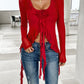 Flower Scoop Neck Long Sleeve Top