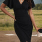 Ruched Surplice Short Sleeve Dress