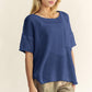 Davi & Dani High-Low Round Neck Knit Top