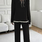 Contrast Trim Round Neck Top and Pants Set