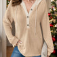 Full Size Waffle-Knit Contrast Long Sleeve Hoodie