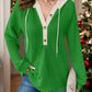 Full Size Waffle-Knit Contrast Long Sleeve Hoodie