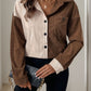 Perfee Pocketed Contrast Collared Neck Long Sleeve Shirt
