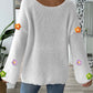 Flower Round Neck Long Sleeve Sweater
