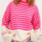 Striped Mock Neck Long Sleeve Sweater
