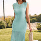 Slit Round Neck Sleeveless Sweater Dress