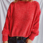 Round Neck Dropped Shoulder Long Sleeve Sweater