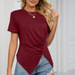 Ruched Hem Detail Crewneck T-Shirt