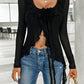 Flower Scoop Neck Long Sleeve Top