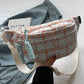 Contrast Plaid Polyester Crossbody Bag