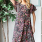 Heimish Full Size Printed Ruffled Short Sleeve Dress with Pockets