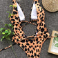 Lace-Up Backless Plunge One-Piece Swimwear