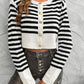 Devine Striped Round Neck Button Down Cardigan