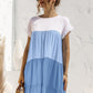 Color Block Round Neck Ruffle Hem Dress