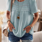 Devine Lace Detail Round Neck Short Sleeve Blouse