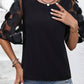Applique Round Neck Half Sleeve Blouse