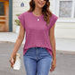 Textured Round Neck Cap Sleeve T-Shirt
