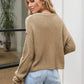 Cable-Knit Round Neck Dropped Shoulder Sweater