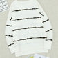Slit Contrast Striped Round Neck Long Sleeve T-Shirt