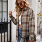 Pocketed Plaid Collared Neck Long Sleeve Shirt