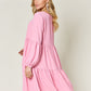 Double Take Full Size V-Neck Balloon Sleeve Tiered Dress