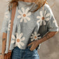 Full Size Flower Round Neck Half Sleeve T-Shirt
