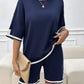 Devine Contrast Trim Round Neck Top and Shorts Set