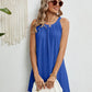 Eyelet Grecian Neck Mini Dress