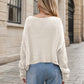 Round Neck Dropped Shoulder Long Sleeve Sweater