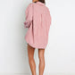 Full Size Striped Dropped Shoulder Shirt and Shorts Set