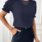 Round Neck Flounce Sleeve Blouse
