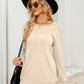 Ruched Shoulder Round Neck Long Sleeve Sweatshirt