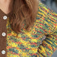 Contrast Button Up V-Neck Cropped Cardigan