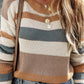 Striped Round Neck Dropped Shoulder Sweater
