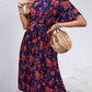 Printed Round Neck Short Sleeve Dress