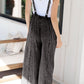 Frayed Exposed Seam Wide Leg Denim Overalls