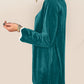 Double Take Wave Contrast Trim V-Neck Zip Up Long Sleeve Mini Dress