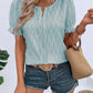 Texture Notched Short Sleeve Blouse