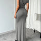 Devine Ruched Single Shoulder Short Sleeve Maxi Dress