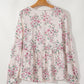Printed Square Neck Long Sleeve Blouse