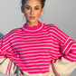 Striped Mock Neck Long Sleeve Sweater